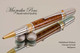 Handmade Ballpoint Pen, Fiddleback Walnut Chrome and Gold Finish - Side view of Ballpoint Pen