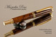 Handmade Rollerball Pen made from Turkish Walnut Burl with Gold and Black trim.  Handcrafted pen by our artist.  Main view of pen cap.