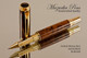 Handmade Rollerball Pen made from Turkish Walnut Burl with Gold and Black trim.  Handcrafted pen by our artist.  Main view of pen cap.