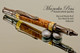 Wood Handmade Pen, Big Leaf Maple Burl Wood with Gun Metal and Gold Finish - View from Side of Ballpoint Pen