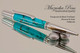 Handmade Ballpoint Pen, Turquoise and Gold TruStone Ballpoint Pen, Satin Chrome / Chrome Finish - Looking from bottom of Ballpoint Pen