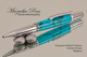 Handmade Ballpoint Pen, Turquoise and Gold TruStone Ballpoint Pen, Satin Chrome / Chrome Finish - Looking from tip of Ballpoint Pen