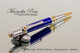 Art Deco Handmade Ballpoint Pen, Blue Lapis / Pyrite TruStone Ballpoint Pen, Gold and Chrome Finish - Looking from top of Ballpoint Pen