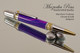 Art Deco Handmade Ballpoint Pen, Blue River TruStone Art Deco Ballpoint Pen, Gold and Chrome Finish - Looking from side of Ballpoint Pen