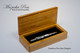 Premium bamboo display case (box) with brass hinges, single pen foam insert (pen not included, shown open with insert)
