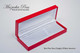 Red leatherette pen and / or pencil case with white interior - large box.  Shown open.