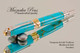 Handmade Art Deco Rollerball Pen, Turquoise and Gold TruStone Art Deco Rollerball Pen,Rhodium and Gold Finish - Looking from top of Ballpoint Pen