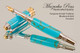 Handmade Art Deco Rollerball Pen, Turquoise and Gold TruStone Art Deco Rollerball Pen,Rhodium and Gold Finish - Looking from front of Ballpoint Pen