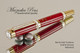 Handmade Rollerball Pen, Red and Gold TruStone Rollerball Pen, Gold & Chrome Finish - Looking from top of Pen