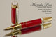 Handmade Rollerball Pen, Red and Gold TruStone Rollerball Pen, Gold & Chrome Finish - Looking from side of Pen