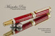 Handmade Rollerball Pen, Red and Gold TruStone Rollerball Pen, Gold & Chrome Finish - Looking from bottom of Pen