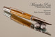 Handcrafted Ballpoint Pen made from Zebrawood with Black Titanium / Platinum finish.  Front view of pen.
