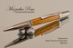 Handcrafted Ballpoint Pen made from Zebrawood with Black Titanium / Platinum finish.  Tip view of pen.