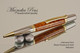 Handmade Ballpoint Pen, Amboyna Burl with Black Titanium and Gold Finish - Tip view of Ballpoint Pen