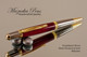 Handmade Ballpoint Pen, Purpleheart with Black Titanium and Gold Finish - Top view of Ballpoint Pen