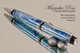 Handmade Blue Skies Acrylic Resin Ballpoint Pen with Chrome/Black - Side view