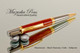 Handmade Ballpoint Pen from Bloodwood with Black Titanium and Gold Accents - Looking from Top of Ballpoint Pen