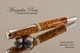 Handmade Rollerball Pen handcrafted from Black Ash Burl wood Rhodium and Gold finish. 