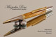 Handcrafted pen made from Zebrawood with Black Titanium & Gold finish.  Tip view of pen