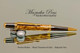 Handmade Ballpoint Pen, Brown Mallee Burl, Black Titanium and Gold Finish - Looking from Side of Ballpoint Pen