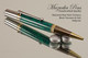 Handcrafted pen made from Malachite TruStone with Black Titanium & Gold finish.  Back view of pen