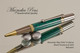 Handcrafted pen made from Malachite TruStone with Black Titanium & Gold finish.  Back view of pen