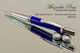 Handmade Ballpoint Pen, Blue Lapis and Pyrite TruStone Pen, Chrome & Satin Chrome Finish - Looking from Side of Ballpoint Pen