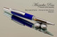 Handmade Ballpoint Pen, Blue Lapis and Pyrite TruStone Pen, Chrome & Satin Chrome Finish - Looking from Tip of Ballpoint Pen
