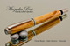 Handcrafted Fountain Pen made from Flame Maple with Satin Chrome and Black finish.  Main view of pen and cap - Front Side.