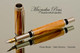 Handcrafted Fountain Pen made from Flame Maple with Satin Chrome and Black finish.  Cap view of pen and cap 