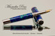 Handmade acrylic pen made from blue and green swirl acrylic.  Handcrafted Fountain Pen - made in our shop, no two alike.  Side view of pen body