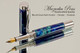 Handmade acrylic pen made from blue and green swirl acrylic.  Handcrafted Fountain Pen - made in our shop, no two alike.  Nib view of pen body