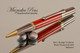 Handmade Ballpoint Pen, Red / Orange TruStone with Black Titanium and Gold Finish - Bottom view of Ballpoint Pen