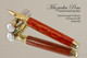 Handmade Rollerball Pen Handcrafted from Red-Orange TruStone with Chrome and Gold finish.  Main view of pen and cap.
