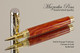 Handmade Rollerball Pen Handcrafted from Red-Orange TruStone with Chrome and Gold finish.  Side view of pen and cap.