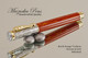 Handmade Rollerball Pen Handcrafted from Red-Orange TruStone with Chrome and Gold finish.  Top view of pen and cap.