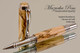 Handmade Rollerball Pen handcrafted from Spalted Hackberry wood Chrome and Gold finish.  Main view of pen.