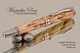 Handmade Rollerball Pen handcrafted from Spalted Hackberry wood Chrome and Gold finish.  Bottom view of pen.