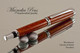 Handcrafted Fountain Pen made from Bloodwood with Chrome and Black finish.  Bottom  view of pen and cap.
