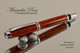 Handcrafted Fountain Pen made from Bloodwood with Chrome and Black finish.  Top view of pen and cap.