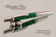 Handmade Ballpoint Pen in Aluminum Banded Malachite, Chrome / Satin Chrome Finish - Top View