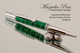 Handmade Ballpoint Pen in Aluminum Banded Malachite, Chrome / Satin Chrome Finish - Tip View