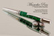 Handmade Ballpoint Pen in Aluminum Banded Malachite, Chrome / Satin Chrome Finish - Back View
