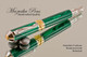 Handmade Rollerball Pen handcrafted from Malachite TruStone with Rhodium and Gold finish.  Side view of pen and cap.