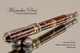 Handmade Rollerball Pen handcrafted from Charoite TruStone with Black Titanium and Gold finish.  Top view of pen and cap.