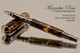 Handmade Rollerball Pen handcrafted from Charoite TruStone with Black Titanium and Gold finish.  Main view of pen and cap.