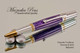 Handmade Ballpoint Pen, Charoite TruStone Ballpoint Pen, Gold and Chrome Finish - Looking from side of Ballpoint Pen