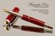 Handmade Fountain Pen handcrafted from Red Jasper & Gold TruStone with Rhodium and Gold finish.  Top view of pen and cap.