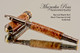 Handcrafted wood pen made from Big Leaf Maple Burl with Black Titanium/Gold finish.  Main view of pen and cap.