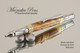 Handmade pen made from Black Ash Burl with Gold and Chrome finish.  Handcrafted pen.  Bottom view of pen 